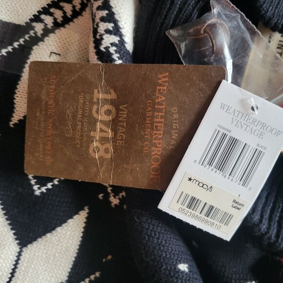 Weatherproof Vintage 1948 Mens Knit Sweater With Snowflake Design Shawl Collar & - Picture 8 of 8